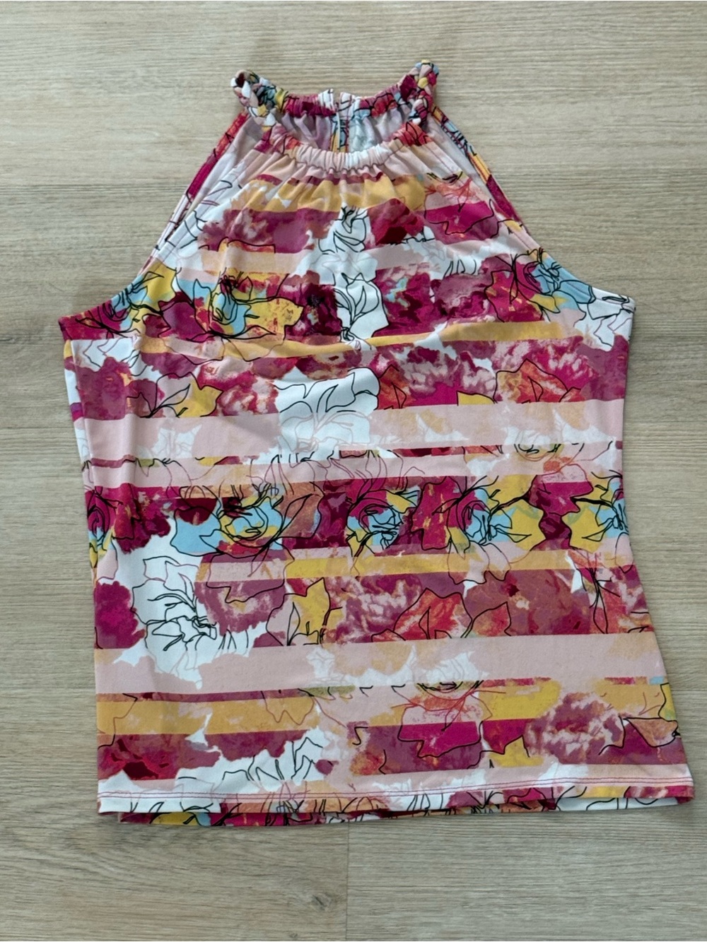 White House Black Market Multicolor Floral Tropical Y2K Style Halter Top